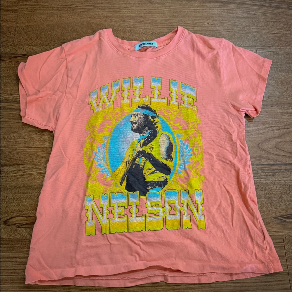 Willie Nelson Graphic Tee in Pink and Yellow